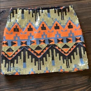 Aztec sequined mini skirt